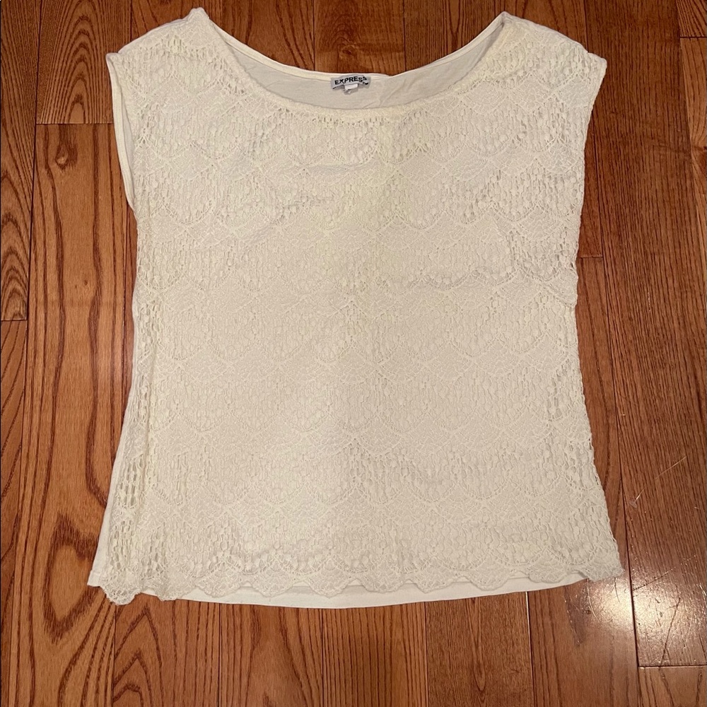 Express white lace sleeveless blouse